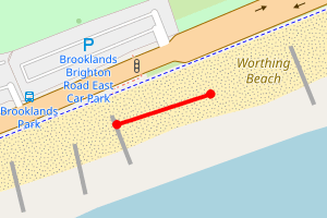 Map showing Brooklands Beach