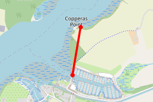 Map showing Chichester Marina to Copperas Point