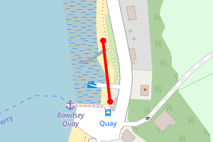Map showing Bawdsey upriver of the quayside