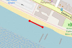 Map showing Southend Beach outside Sealife Adventure