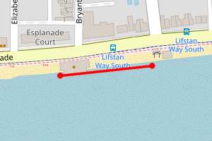 Map showing Southend-on-sea Ocean Beach