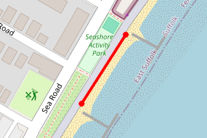 Map showing Felixstowe Beach (Leisure Centre to Micklegate Road)