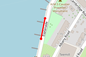 Map showing East Cowes Esplanade