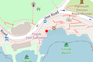 Map showing Plymouth Hoe East Beach