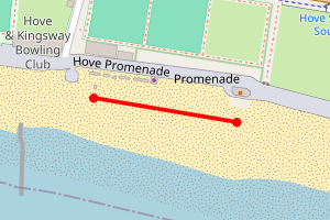 Map showing Mrs Bumbles cafe (Hove beach)