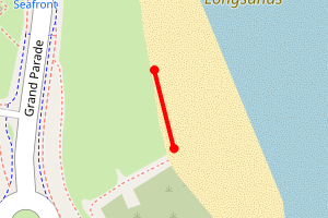 Map showing Tynemouth Longsands opposite Park Hotel