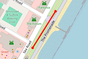 Map showing Felixstowe (st edmunds road)