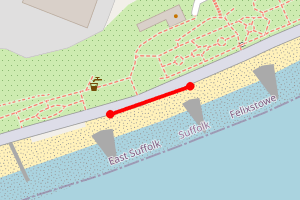 Map showing Felixstowe Harvest House East