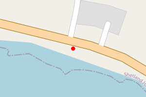 Map showing Tresta Pier along shoreline to Sandsound, Tresta