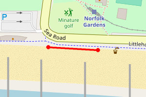 Map showing Sea Road. Littlehampton
