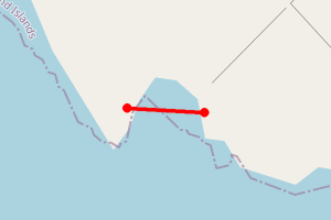 Map showing Ferry to factory coastline