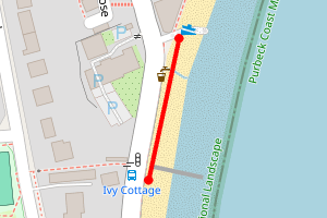 Map showing Swanage, south of 'The Waterfront'