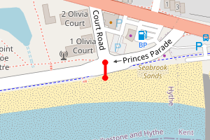 Map showing Hythe Princes Parade