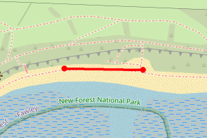 Map showing Spit midpint Lepe - Stansore Point