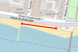 Map showing King's Esplanade Hove
