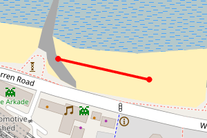 Map showing Minehead - opposite The Queens Hall and Merlins Amusements