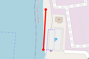 Map showing Felixstowe (viewing area north of museum)