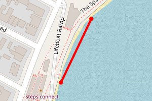 Map showing Bridlingon - RNLI lifeboat station to Richie's cafe bar