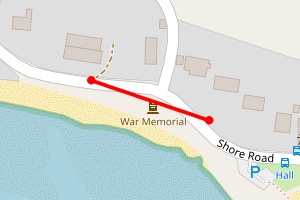 Map showing Kildonan Beach - by village hall