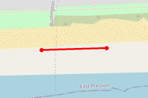 Map showing Angmering Lane towards Rustington - 1