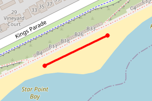 Map showing Holland on Sea - beach opposite The Kingscliff Hotel