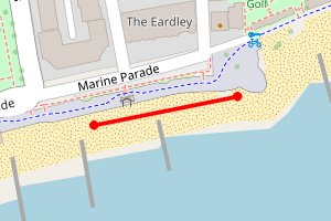 Map showing Worthing Beach - Steyne Gardens to Splashpoint Rocks
