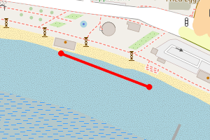 Map showing Southend Jubilee Beach at Pebbles One