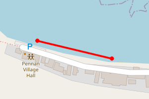 Map showing Pennan Beach