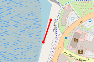 Map showing Morecambe Promenade (in front of Midland Hotel)