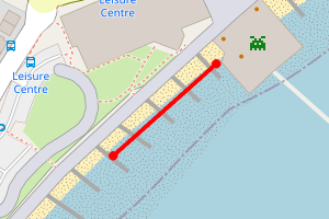 Map showing Felixstowe Pier heading south