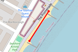 Map showing Felixstowe (Beach Rd W to ice cream shop)