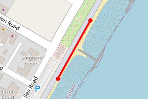 Map showing Felixstowe Sea Road Parking