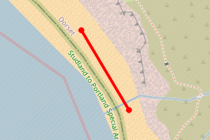 Map showing Tyneham Beach (Worbarrow Bay)
