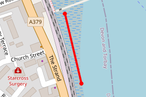 Map showing Starcross beach