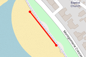 Map showing Saltcoats Beach