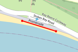 Map showing Alverbank West Car Park - Stokes Bay Road