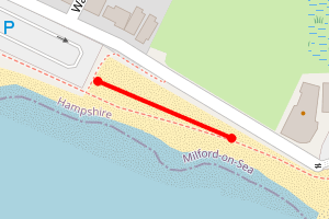 Map showing Strut Road Car Park - Milford on Sea