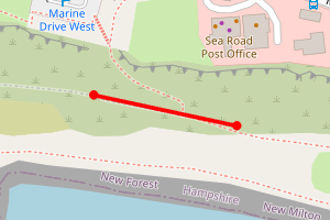 Map showing Marine Drive West Car Park - Barton on sea