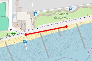 Map showing Felpham Boathouse Cafe