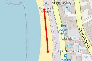 Map showing Aberystwyth North Beach