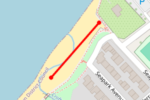 A map showing the Seapark Beach beach stretch plotted on it