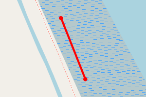 A map showing the Shotley - East of Shotley Marshes beach stretch plotted on it
