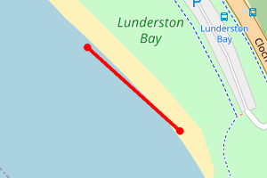 A map showing the Lunderston Bay Beach beach stretch plotted on it