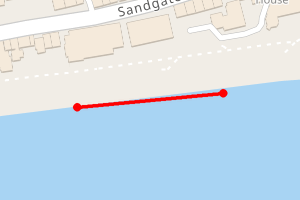 Map showing Start of Holmdale House (nearest to Hythe)to start of Sir John Moore Court