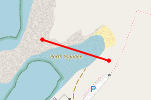 Map showing Porth Ysgaden