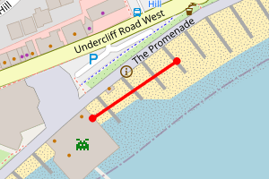 A map showing the Felixstowe Pier Heading North beach stretch plotted on it