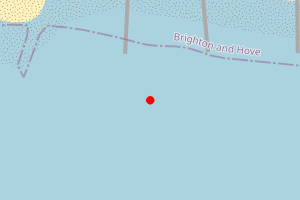 Map showing West End beach (Opp. Sackville Gardens)
