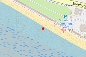 Map showing Shoebury Common Beach