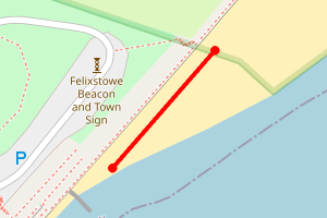Map showing Felixstowe (the Dip to 13th hole)