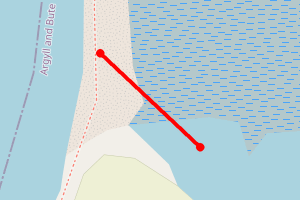 Map showing Kilkerran, Davaar Island and the Dhorlin